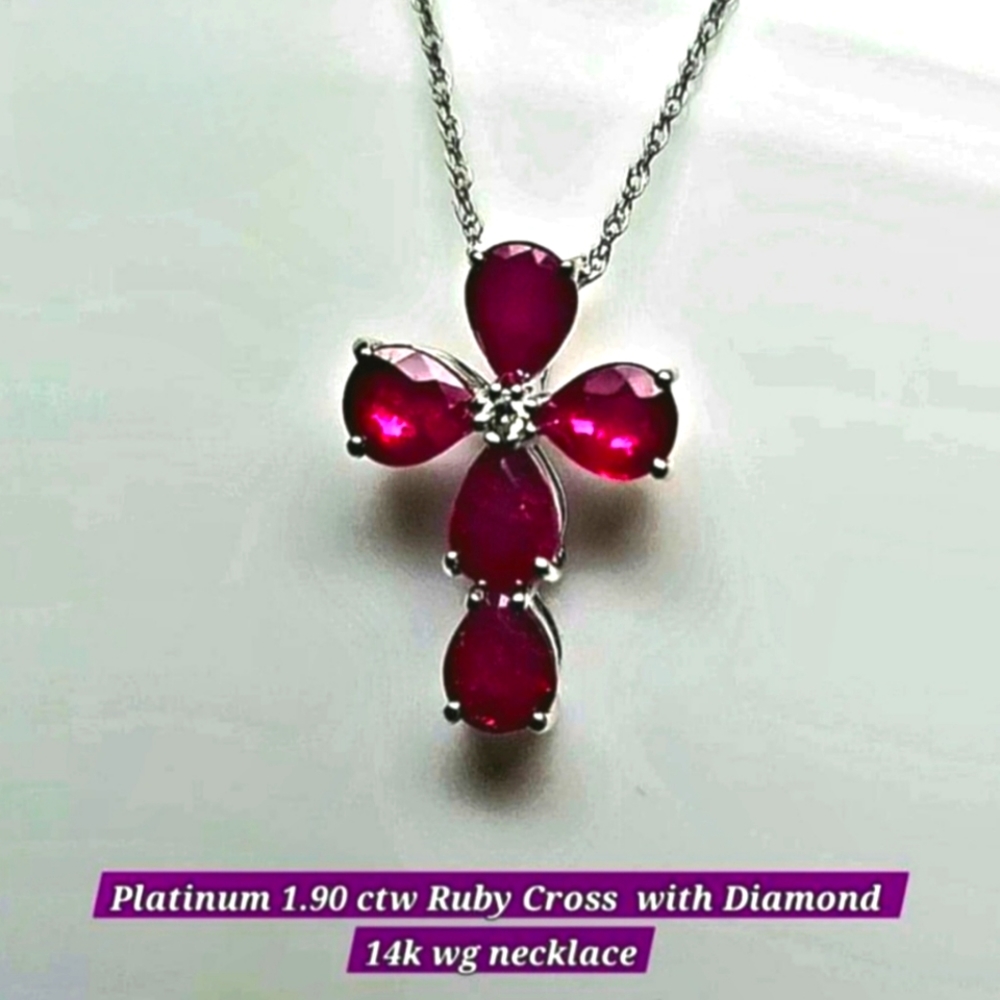 Brsnd New Platinum Ruby/Diamond Pendant (Direct Wholelsale Pricing)